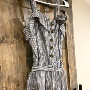 Striped Blue-Gray Womens Pantsuit